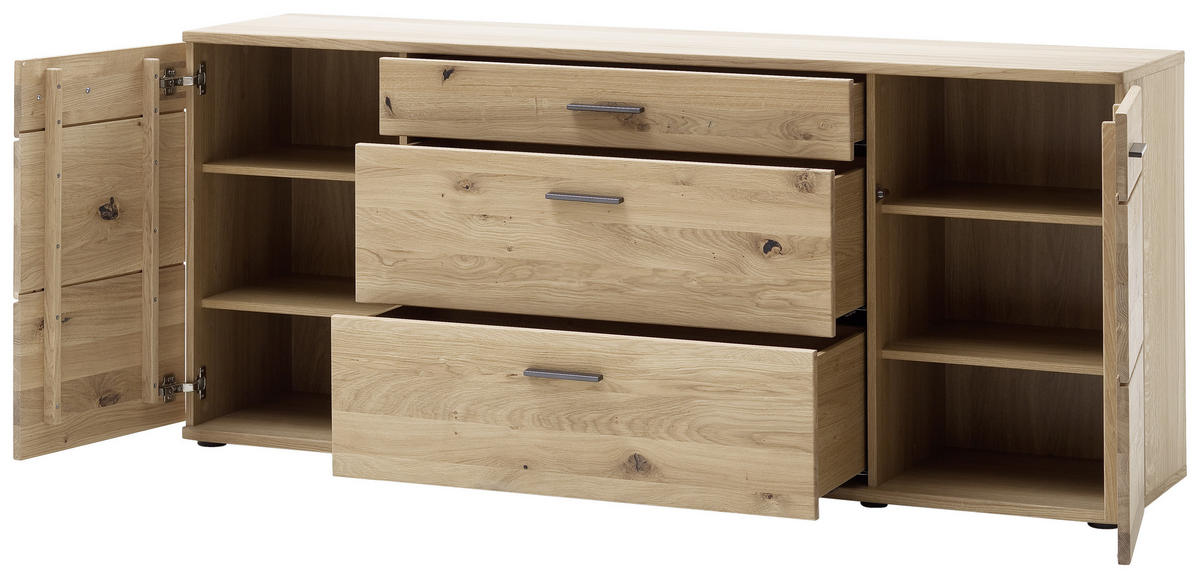 SIDEBOARD 180/78/44 cm  - ek Bianco/svart, Design, metall/trämaterial (180/78/44cm) - Livetastic