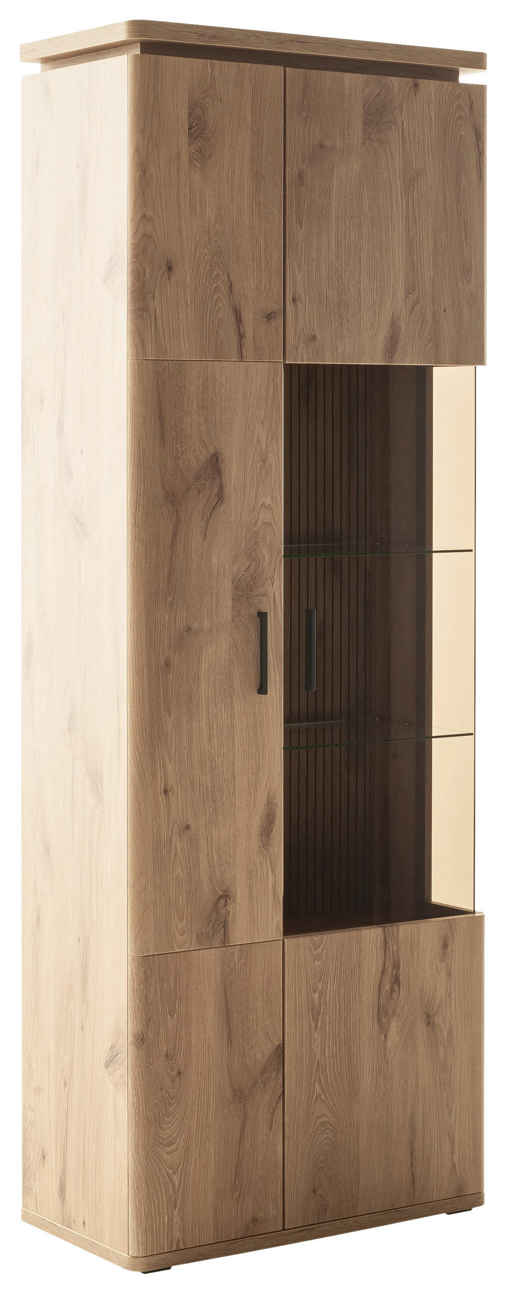 VITRINE  in Eichefarben - Eichefarben/Anthrazit, KONVENTIONELL, Glas/Holzwerkstoff (75/208/38cm) - Cantus