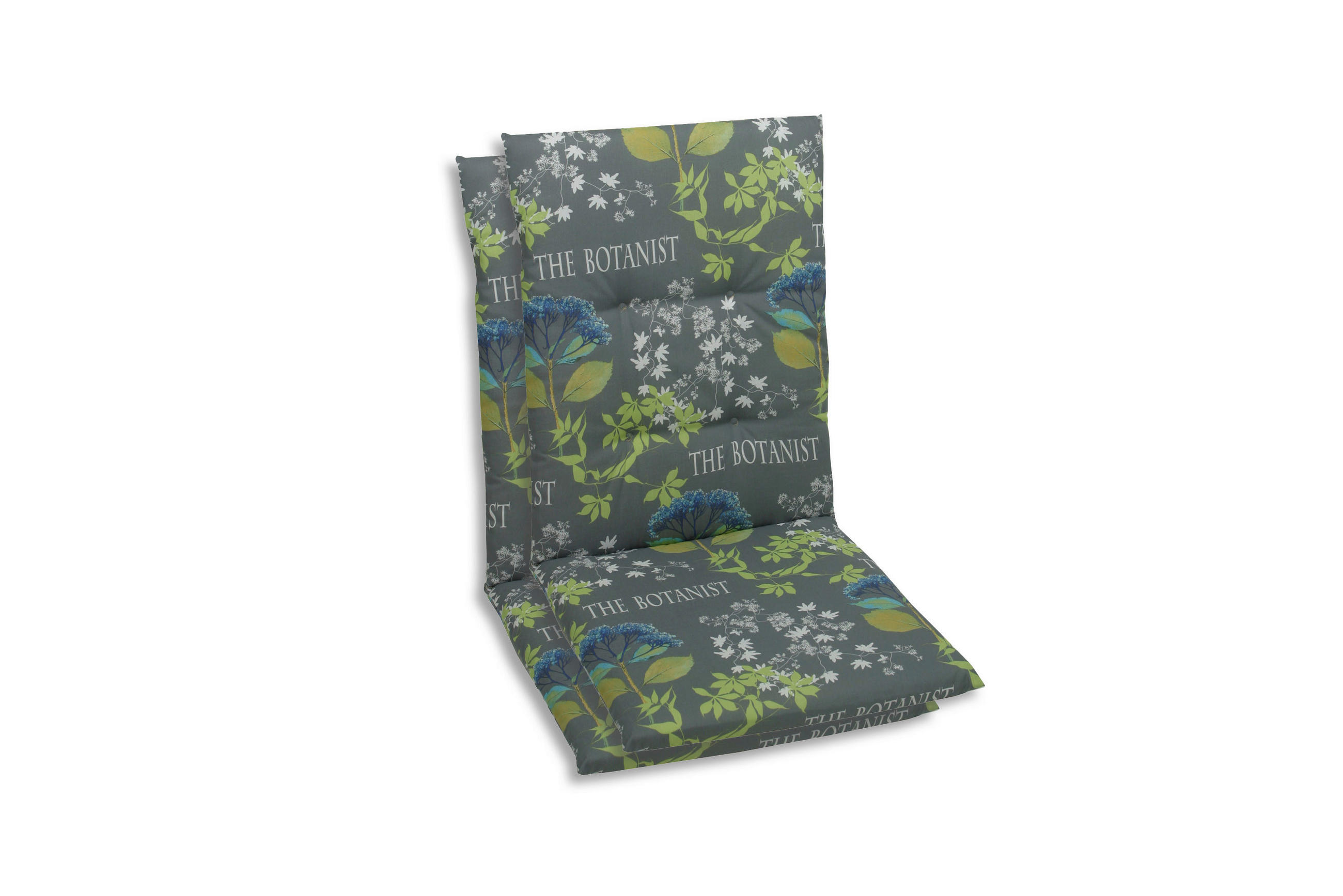 SESSELAUFLAGENSET Blume - Blau/Grau, Basics, Textil (48/5/108cm)