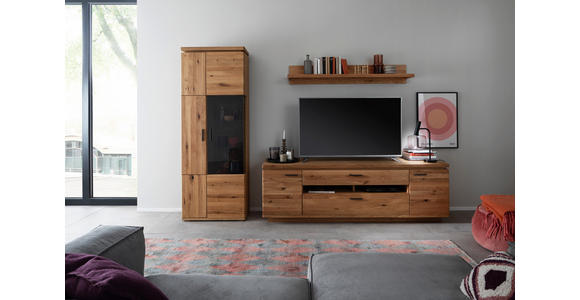 WOHNWAND  in Eichefarben  300/204/50 cm  - Eichefarben/Anthrazit, Natur, Glas/Holz (300/204/50cm) - Linea Natura