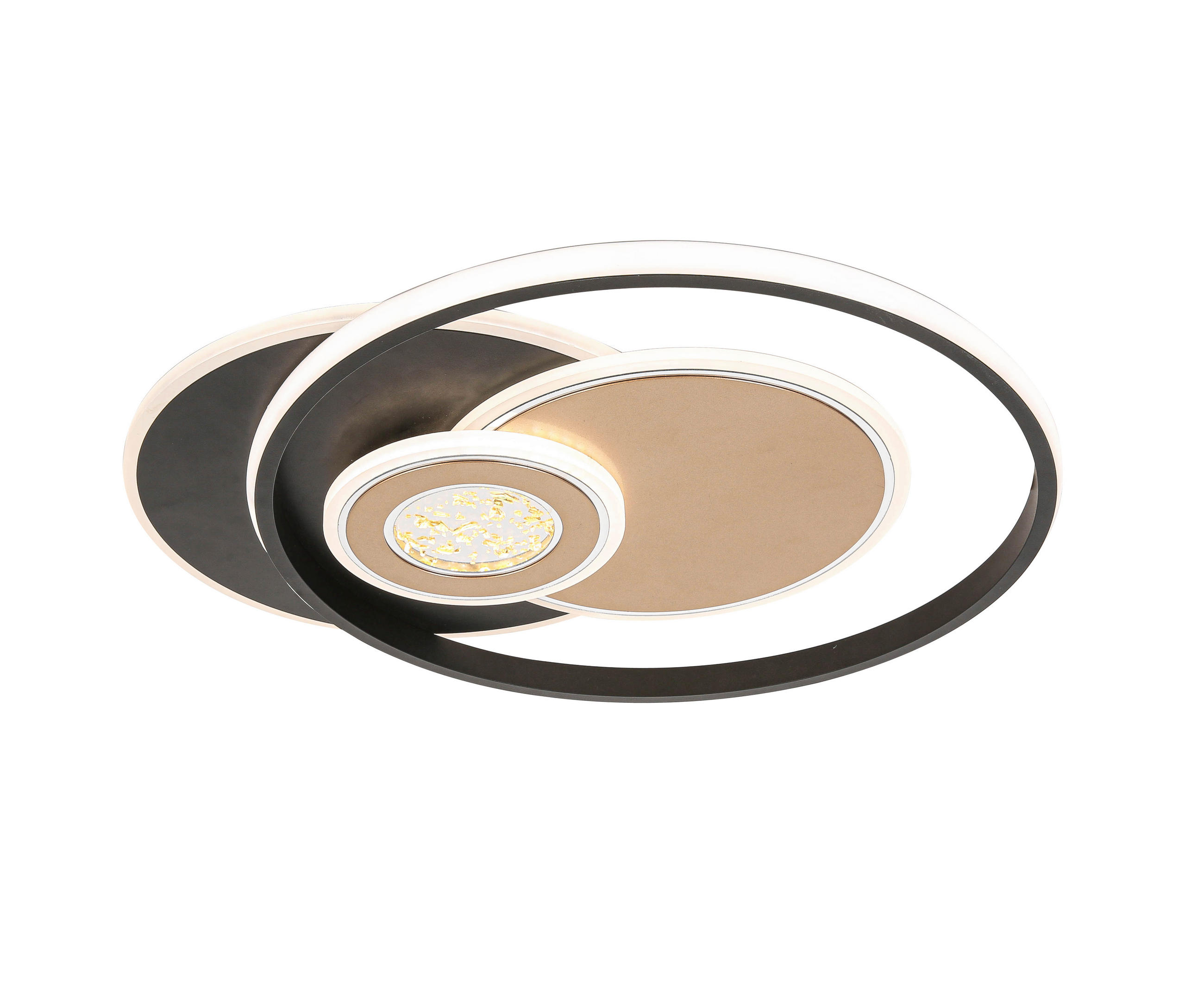 LED-DECKENLEUCHTE Lumi 49,5/42/6 cm   - Goldfarben/Schwarz, Design, Kunststoff/Metall (49,5/42/6cm) - Novel