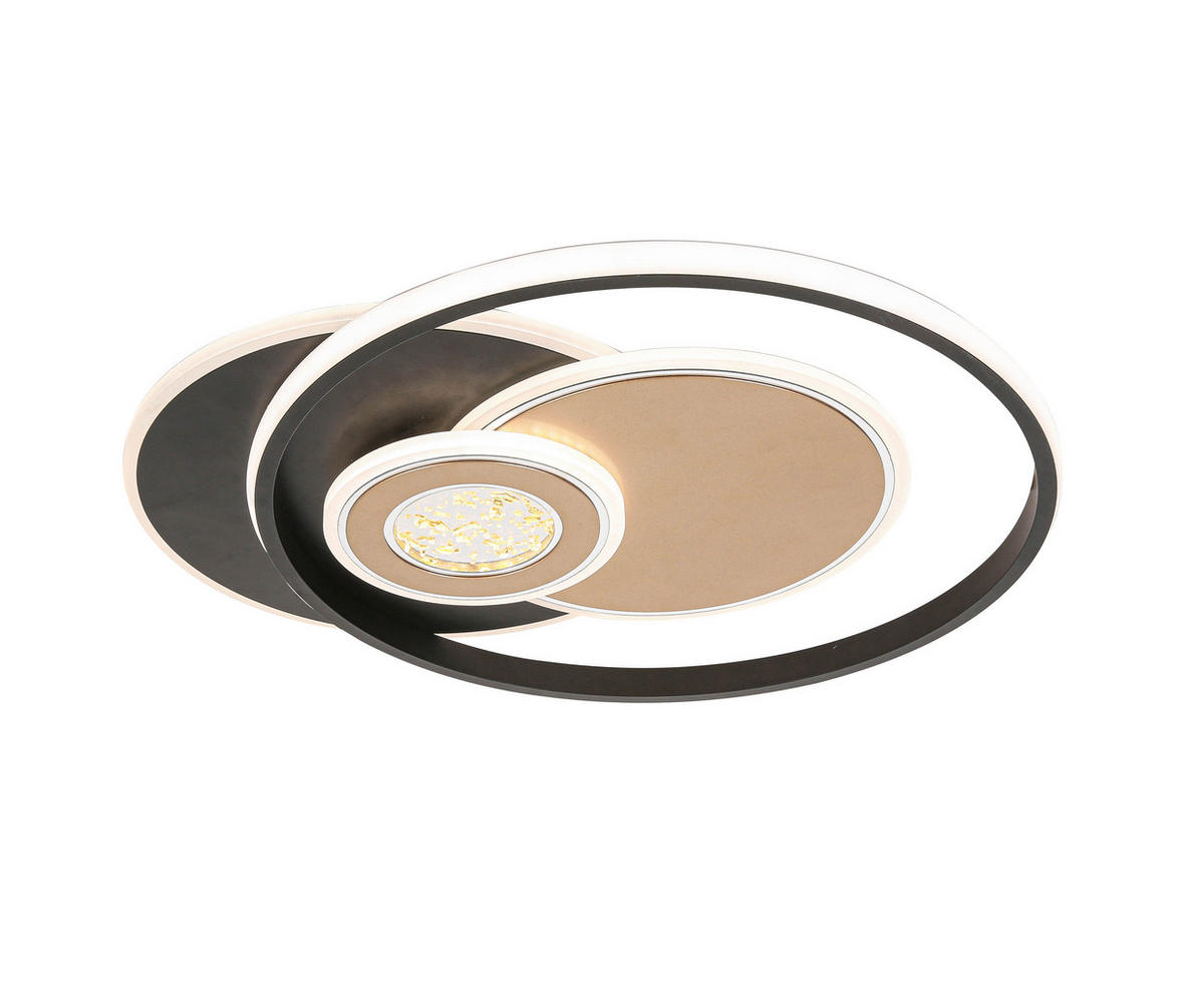 LED-DECKENLEUCHTE Lumi 49,5/42/6 cm   - Goldfarben/Schwarz, Design, Kunststoff/Metall (49,5/42/6cm) - Novel