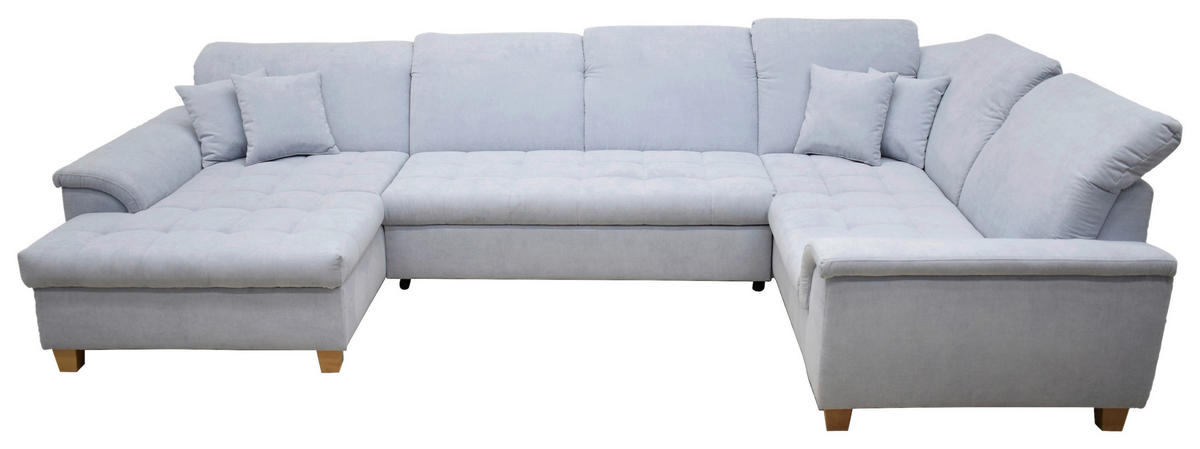 WOHNLANDSCHAFT in Mikrofaser Pastellblau  - Pastellblau/Eichefarben, KONVENTIONELL, Holz/Textil (170/352/214cm) - MID.YOU