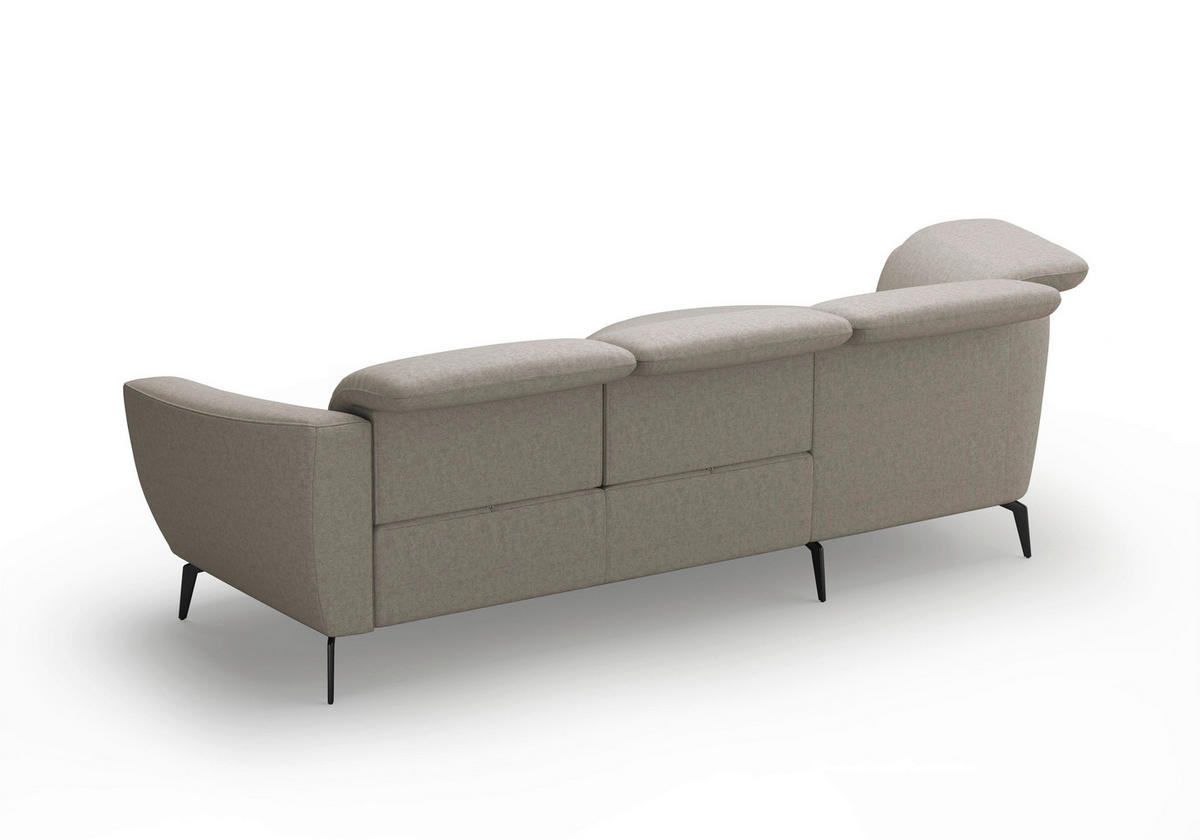 ECKSOFA in Flachgewebe Taupe  - Taupe/Schwarz, Konventionell, Textil/Metall (199/309cm) - Sit & More