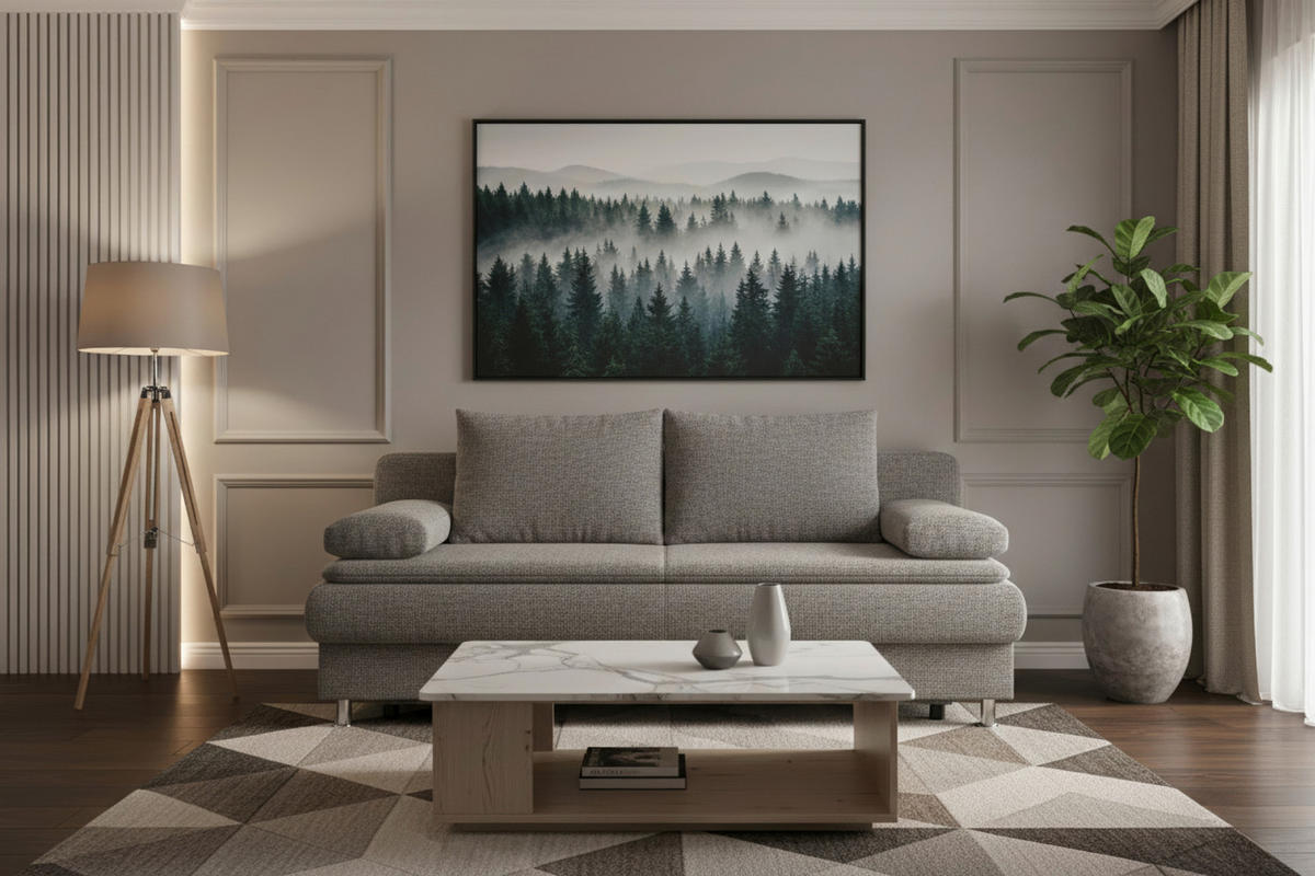 SCHLAFSOFA  mit Schlafen auf Sitzhöhe Webstoff Graubraun  - Chromfarben/Graubraun, Design, Kunststoff/Textil (200/92/90cm) - P & B