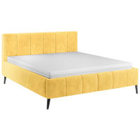POLSTERBETT gepolstertes Kopfteil, Lattenrost 160/200 cm  in Gelb  - Gelb/Schwarz, Trend, Holz/Textil (160/200cm) - home24