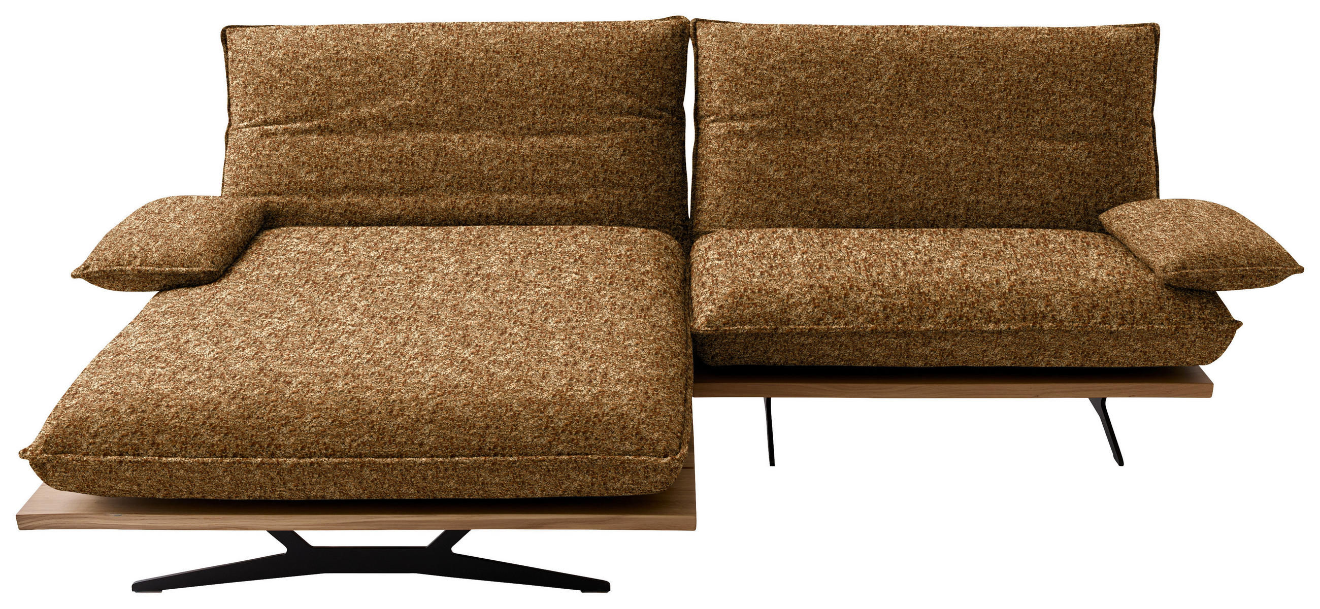 ECKSOFA Chenille, Flachgewebe Cognac, Wildeiche  - Wildeiche/Cognac, Design, Holz/Textil (161/284cm) - Koinor