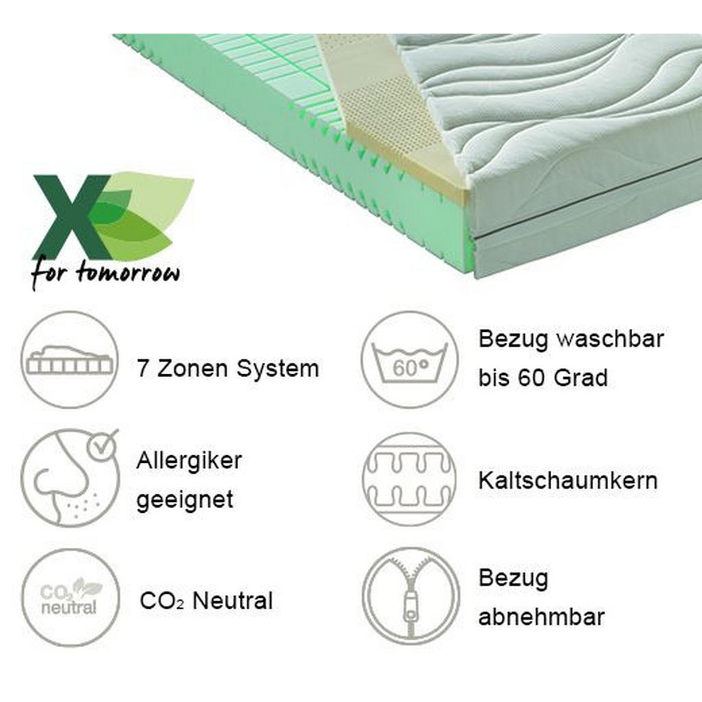 Thumbnail - Novel Kaltschaummatratze, Weiß, Textil, H2, Füllung: Polyester, 100x200 cm, Austria Gütezeichen, Made in Austria, Oeko-T...
