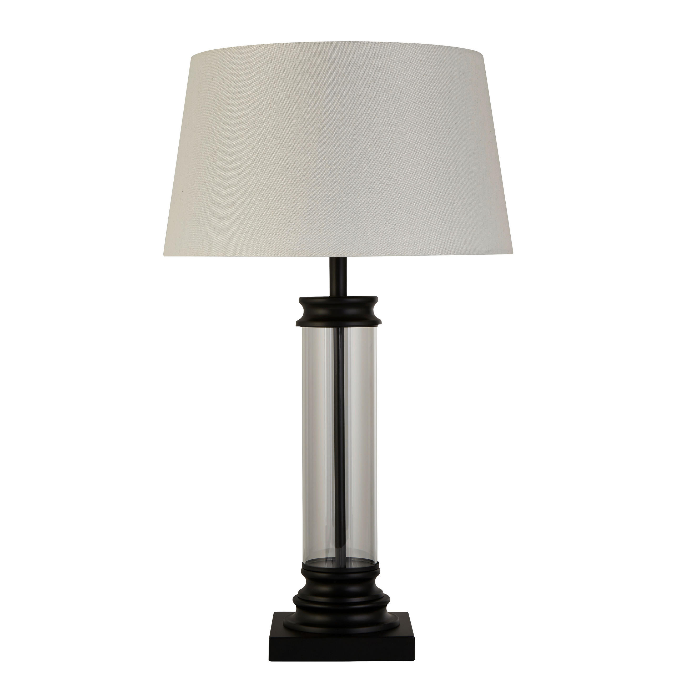 TISCHLEUCHTE Pedestal 37/62 cm   - Schwarz/Weiß, KONVENTIONELL, Glas/Textil (37/62cm)