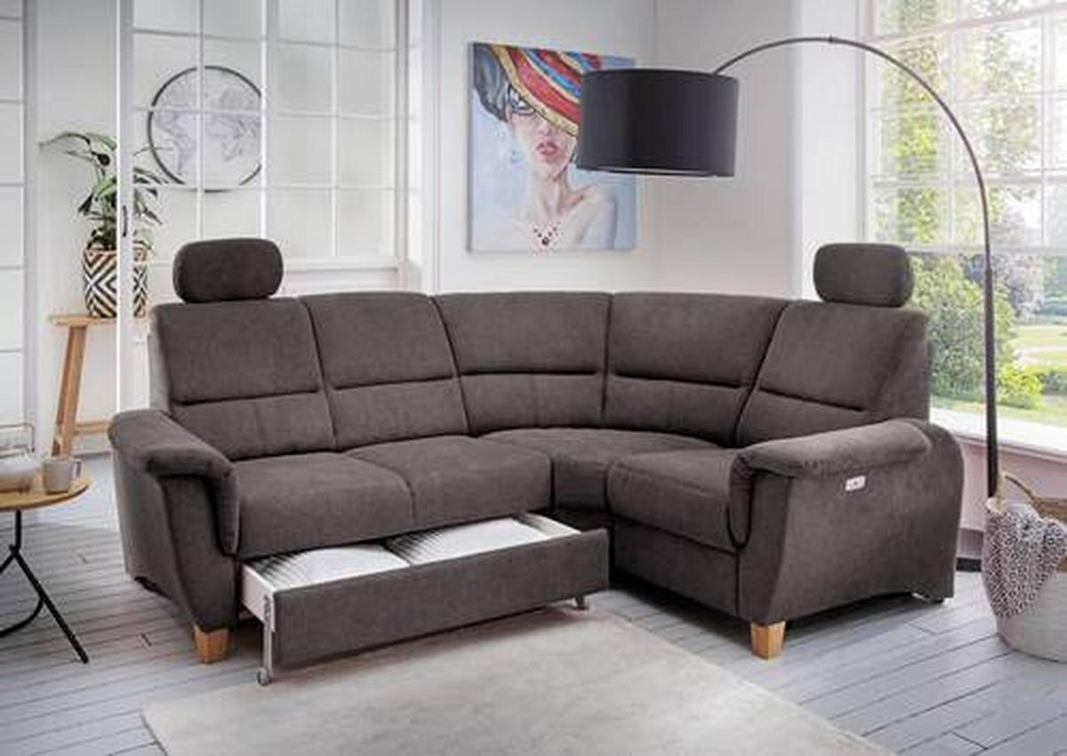ECKSOFA in Struktur Anthrazit  - Wildeiche/Anthrazit, Konventionell, Holz/Textil (237/186cm) - Livetastic