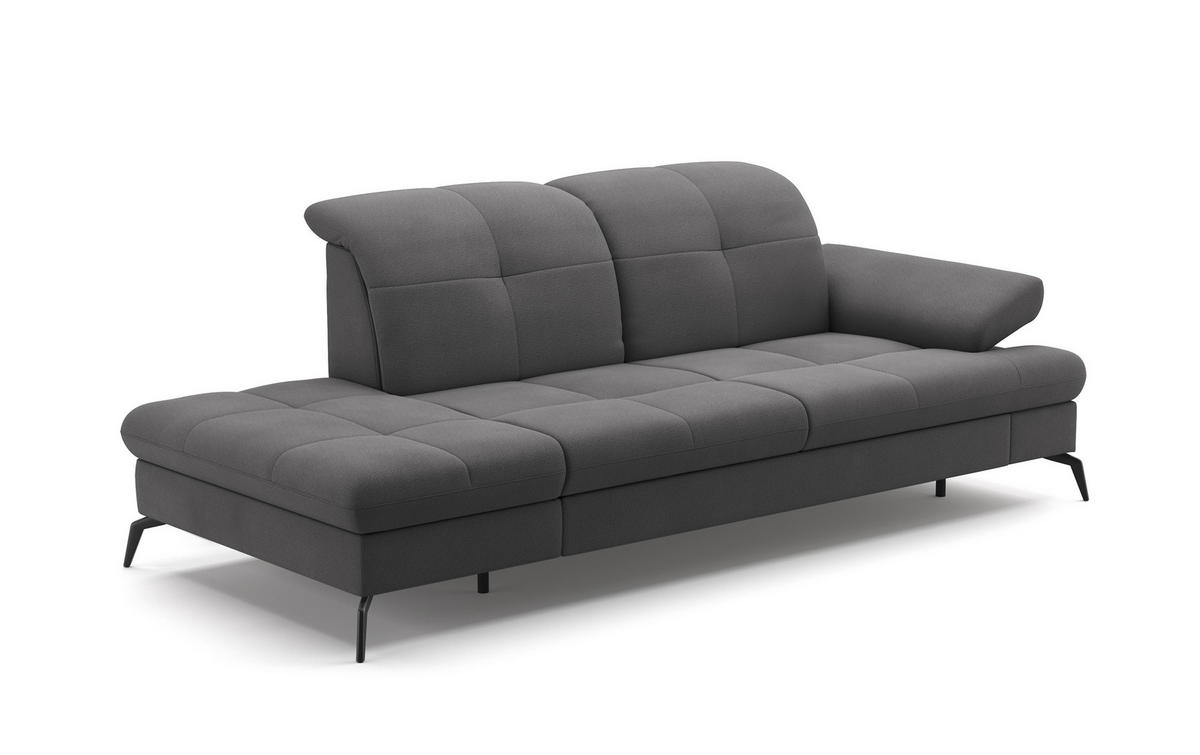 RÉCAMIERE in Flachgewebe Grau  - Schwarz/Grau, KONVENTIONELL, Textil/Metall (231/90/122cm) - Sit & More