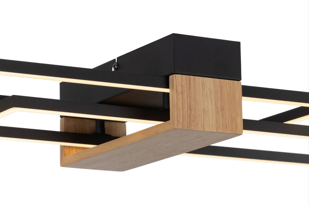 STROPNÍ LED SVÍTIDLO, 96,5/25/9 cm - černá, Basics, kov/dřevo (96,5/25/9cm) - Novel