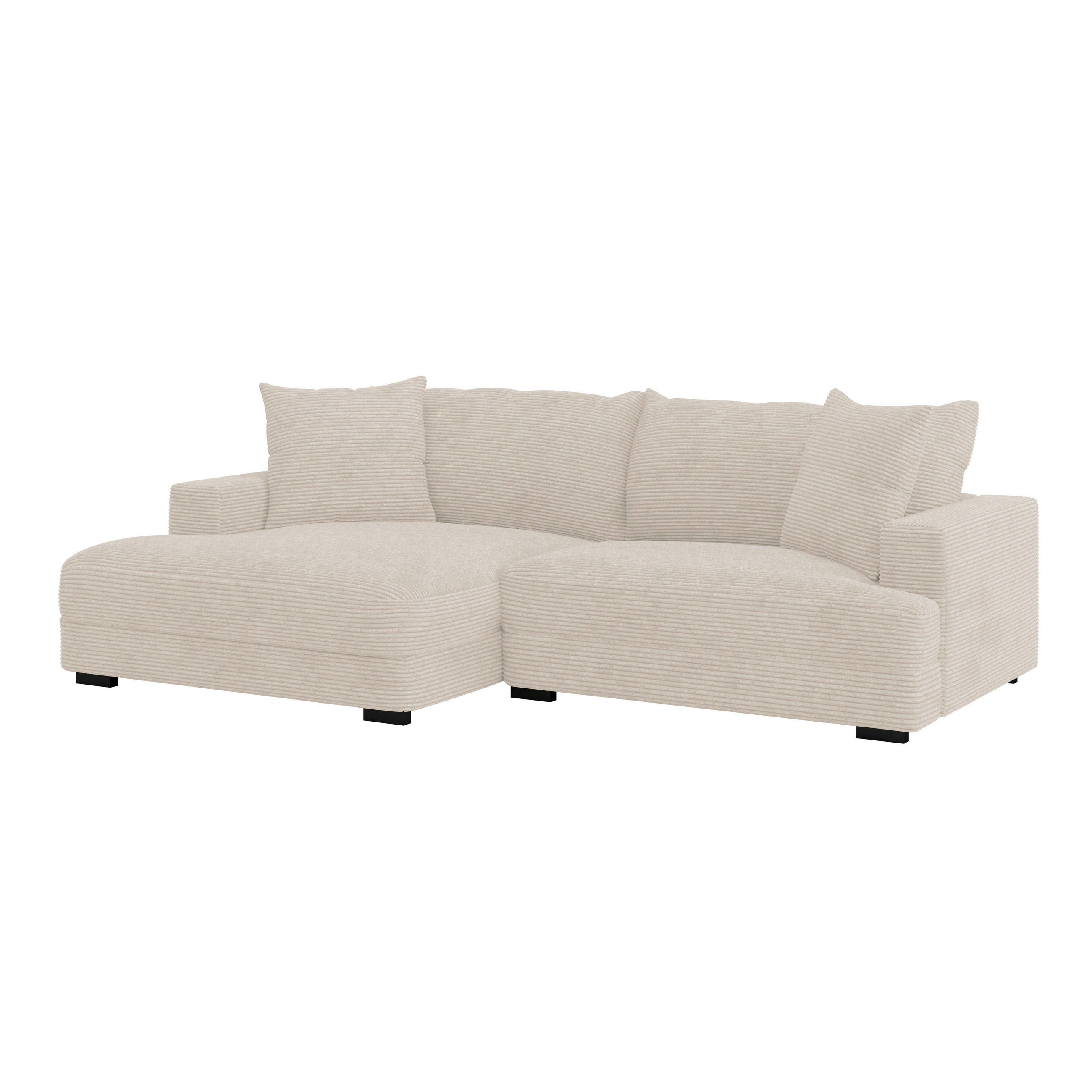 ECKSOFA Beige Cord  - Beige/Schwarz, MODERN, Textil (180/265cm) - P & B