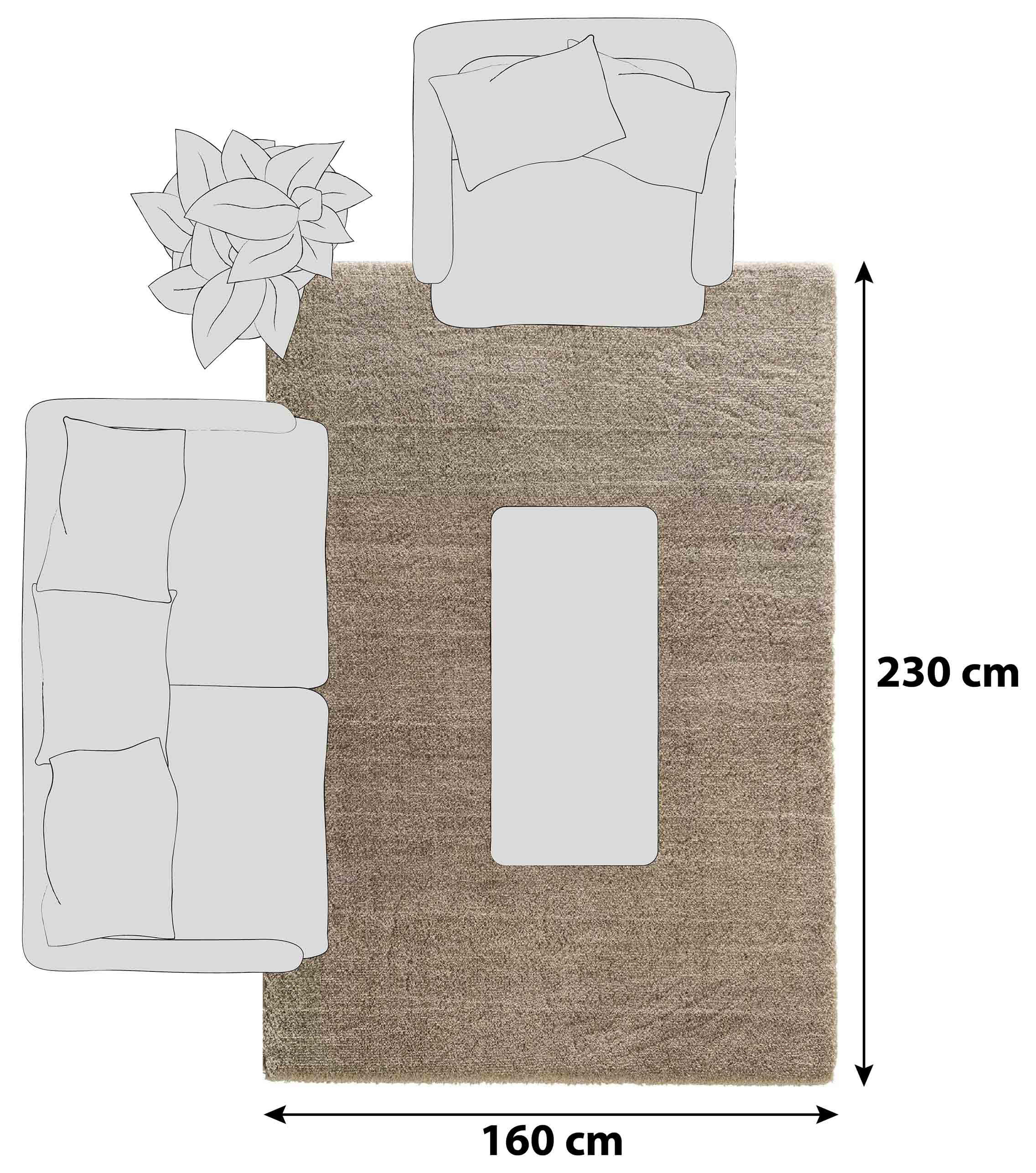 HOCHFLORTEPPICH 160/230 cm New Livorno Braun  - Braun, Basics, Textil (160/230cm)