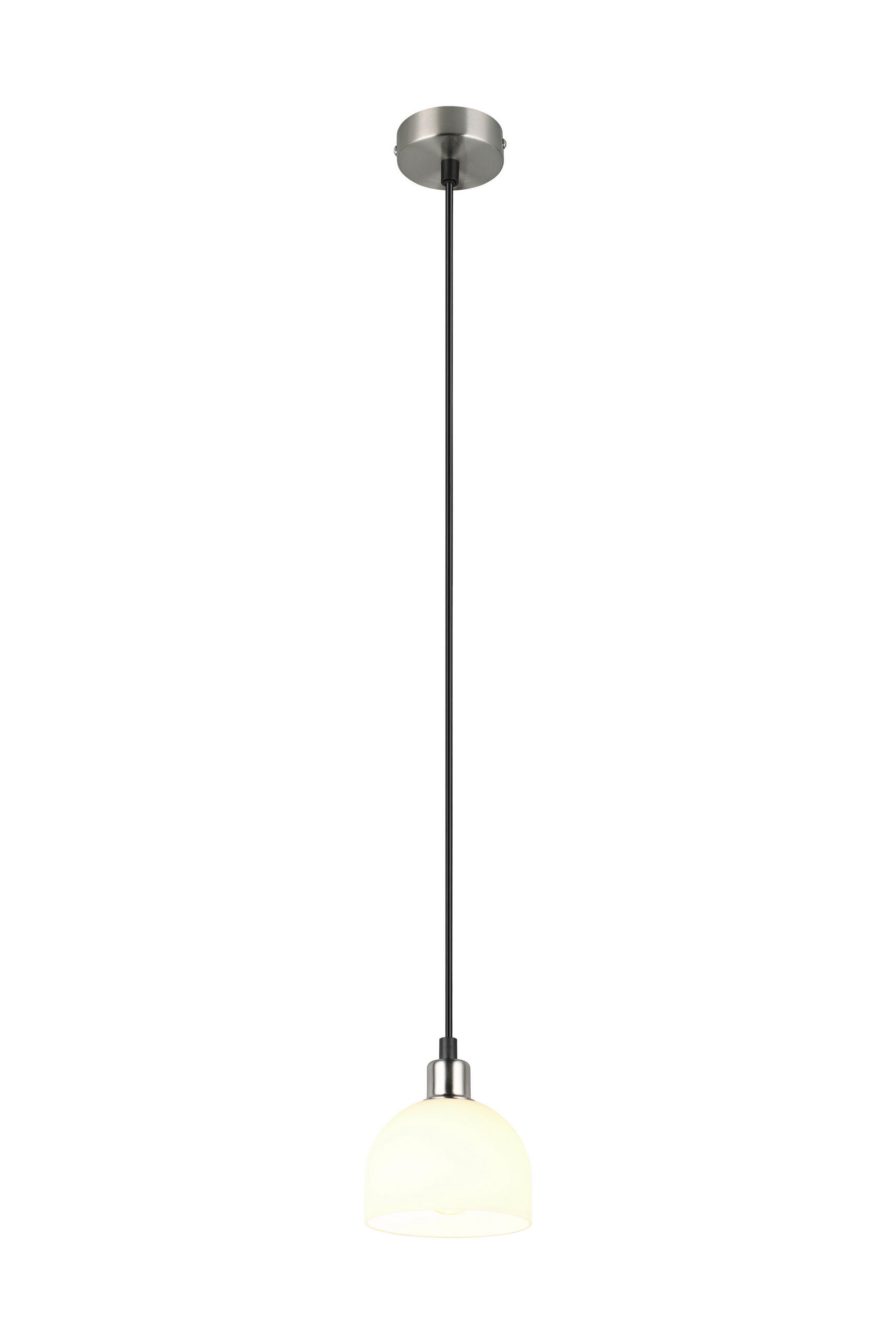 HÄNGELEUCHTE 12,0/150,0 cm    - Weiss/Nickelfarben, Basics, Glas/Metall (12,0/150,0cm)