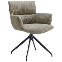 ARMLEHNSTUHL  Stoffauswahl, Sitzfläche 360° drehbar, automatische Rückholfunktion Leinenoptik  Cappuccino  - Schwarz/Cappuccino, Design, Textil/Metall (64/86/63cm) - Dieter Knoll