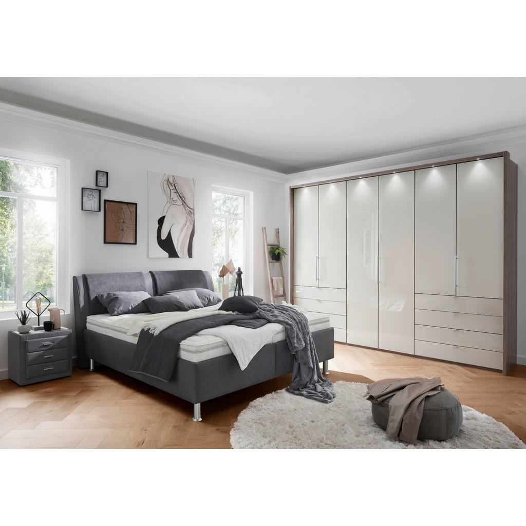Thumbnail - Beldomo - Sleep Polsterbett, Anthrazit, Grau, Textil, H2 + H3, Höhe ca. 24 cm, 180x200 cm, Goldenes M, Made in EU, Bezug...