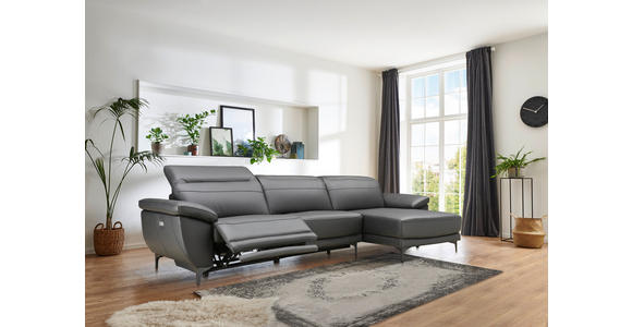 ECKSOFA in Lederlook Echtleder, Kombination Echtleder/Lederlook Schwarz  - Schwarz, Design, Leder/Kunststoff (269/164cm) - Xora