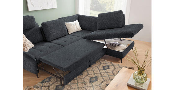 ECKSOFA in Bouclé Schwarz  - Schwarz, Natur, Textil/Metall (288/233cm) - Valnatura