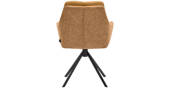 ARMLEHNSTUHL in Eisen Webstoff Kombination Echtleder/Stoff pigmentiert - Currygelb/Dunkelgelb, Design, Leder/Textil (62/90/65cm) - Waldwelt