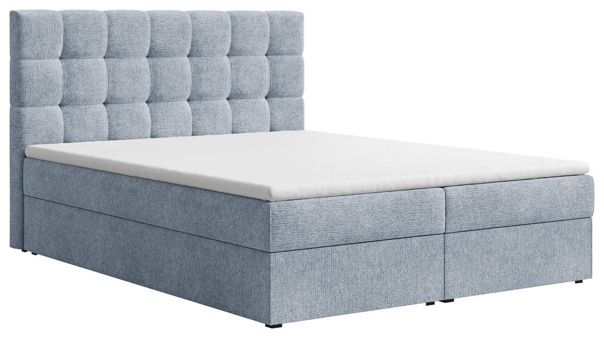 BOXBETT 140/200 cm,  in Blau, Bettkasten, Topper,  - Blau/Schwarz, MODERN, Holz/Kunststoff (140/200cm) - MID.YOU