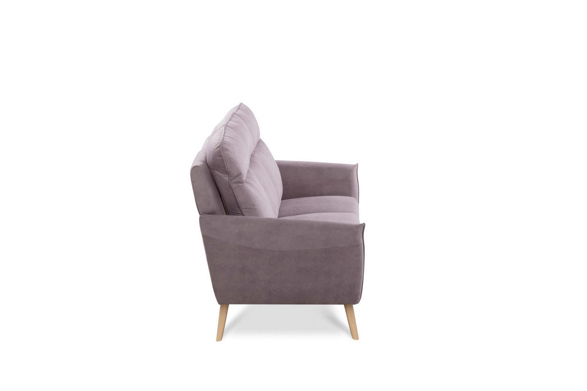 3-SITZER-SOFA Mikrofaser Rosa  - Buchefarben/Rosa, Design, Holz/Textil (202cm) - Livetastic