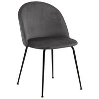 STUHL  ,  , Samt  ,  - Dunkelgrau/Schwarz, KONVENTIONELL, Textil/Metall (49,5/80,5/54cm) - Ambia Home