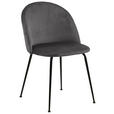STUHL , , Samt  - Dunkelgrau/Schwarz, KONVENTIONELL, Textil/Metall (49,5/80,5/54cm) - Ambia Home