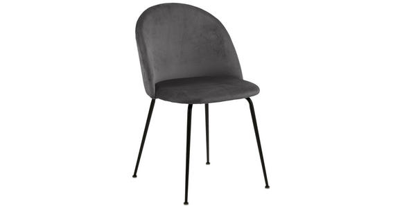 STUHL , , Samt  - Dunkelgrau/Schwarz, KONVENTIONELL, Textil/Metall (49,5/80,5/54cm) - Ambia Home