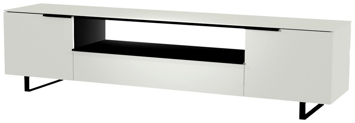 LOWBOARD Schwarz, Weiss  210/51/45 cm  - Weiss/Schwarz, Design, Glas/Holzwerkstoff (210/51/45cm) - Moderano