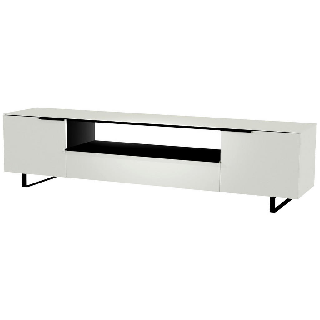 Thumbnail - Moderano Lowboard, Schwarz, Weiß, Metall, 2 Fächer, 1 Schubladen, 210x51x45 cm, Beimöbel erhältlich, Abdeckplatte aus Gl...
