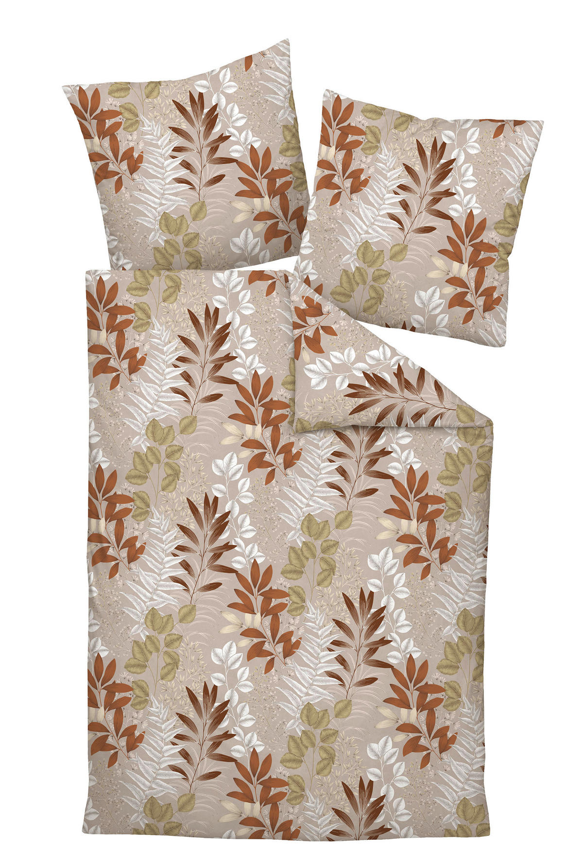 POSTELJNINA MILANO 135/200 cm mako saten rjava, oranžna, bež  - bež/oranžna, Konvencionalno, tekstil (135/200cm) - Janine