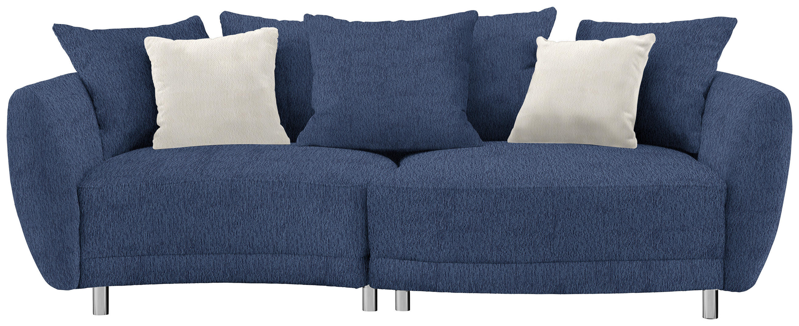 BIGSOFA in Chenille Dunkelblau  - Silberfarben/Dunkelblau, Design, Kunststoff/Textil (243/72/143cm) - Carryhome