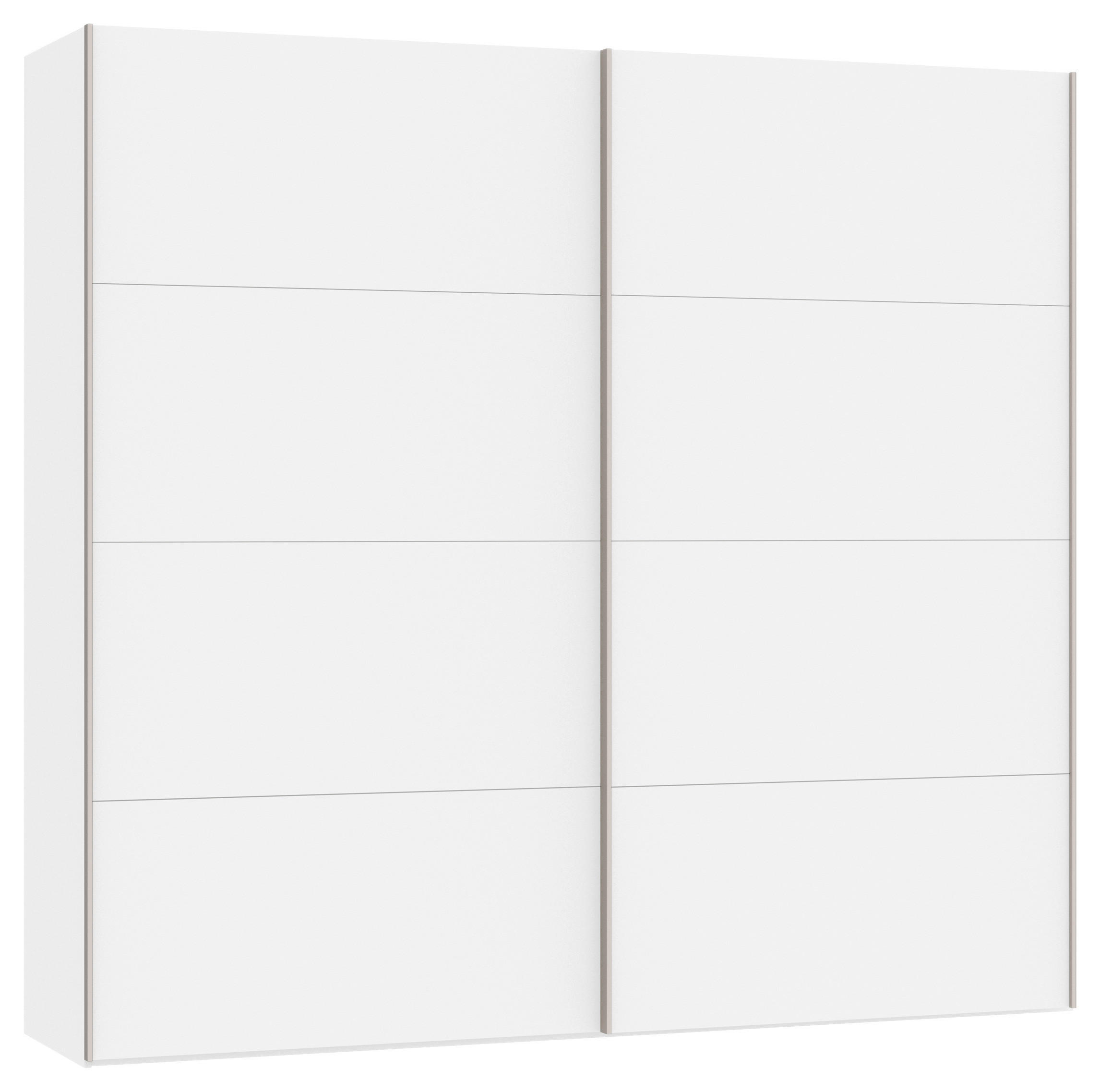 SCHWEBETÜRENSCHRANK 253/236/65 cm 2-türig Weiß  - Edelstahlfarben/Weiß, Design, Holzwerkstoff (253/236/65cm) - Boxxx