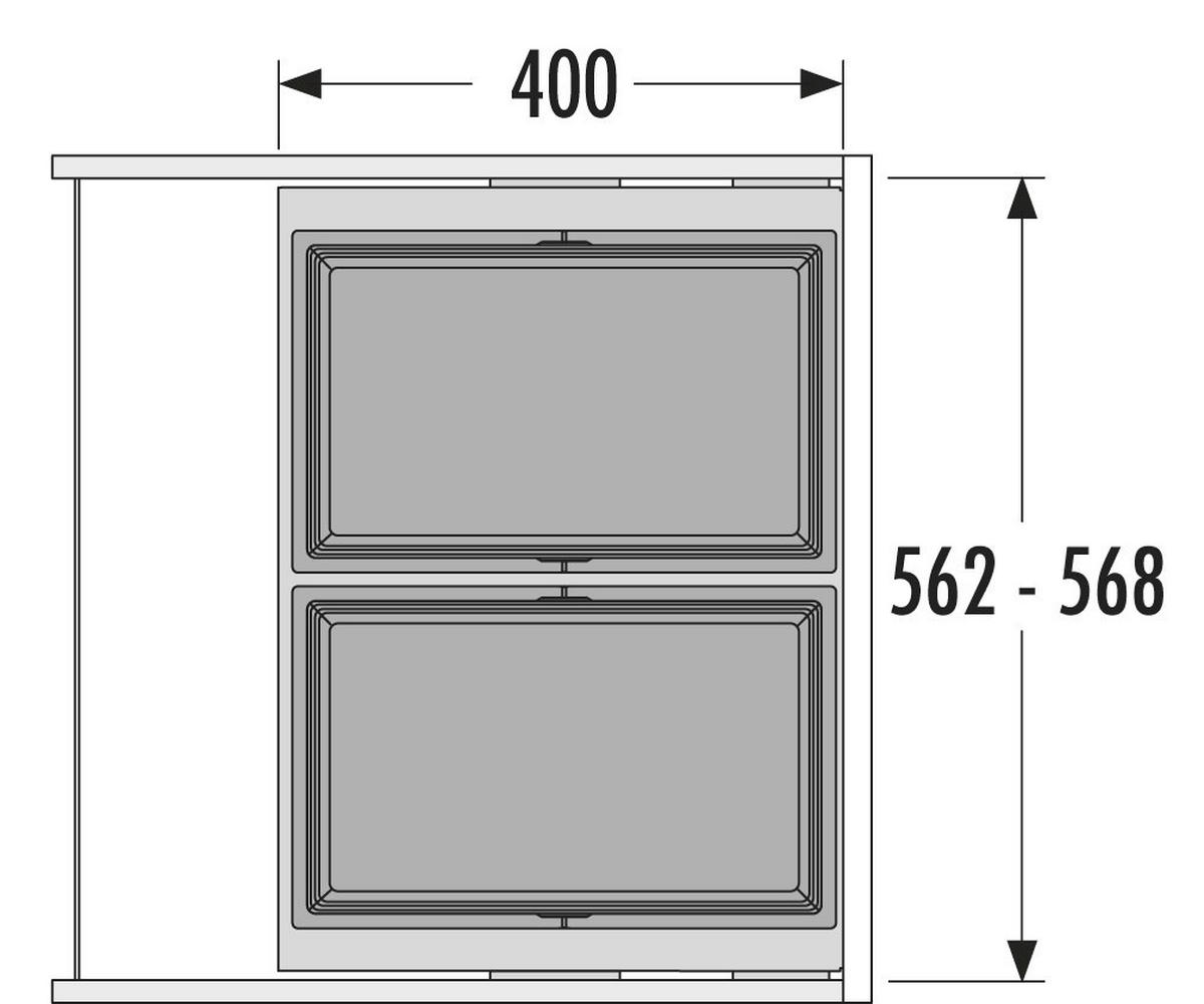 EINBAUABFALLSAMMLER 2 x 28 l  Kunststoff  - Dunkelgrau/Grau, Basics, Kunststoff (56,2-56,8/37-42,4/40cm) - HKT