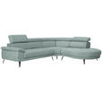 ECKSOFA Mintgrün Velours  - Schwarz/Mintgrün, Design, Textil/Metall (299/264cm) - Novel