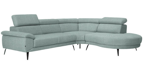 ECKSOFA Mintgrün Velours - Schwarz/Mintgrün, Design, Textil/Metall (299/264cm) - Novel