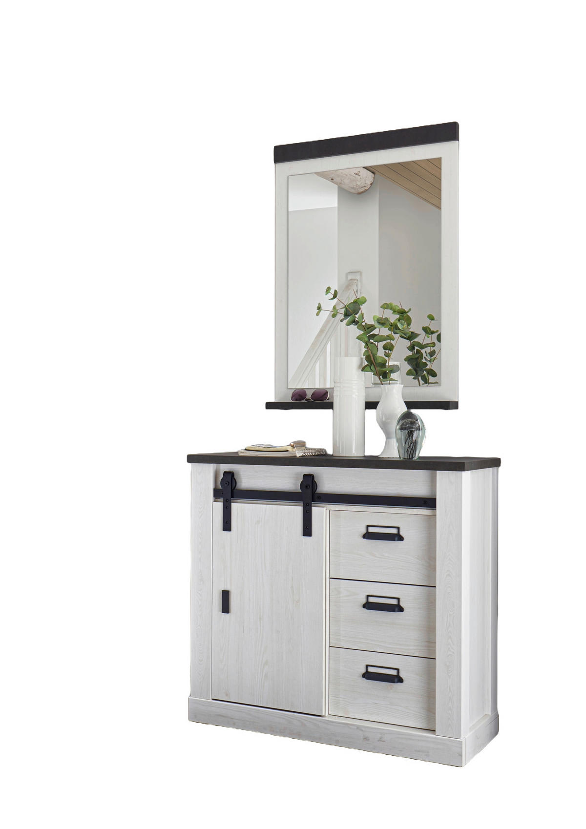 GARDEROBE 2-teilig  in 93/200/43 cm  - Anthrazit/Weiß, Design, Glas/Holzwerkstoff (93/200/43cm) - Modante