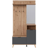 GARDEROBE  in 100/204/40 cm  - Graphitfarben/Eiche Artisan, Design, Glas/Holzwerkstoff (100/204/40cm) - home24