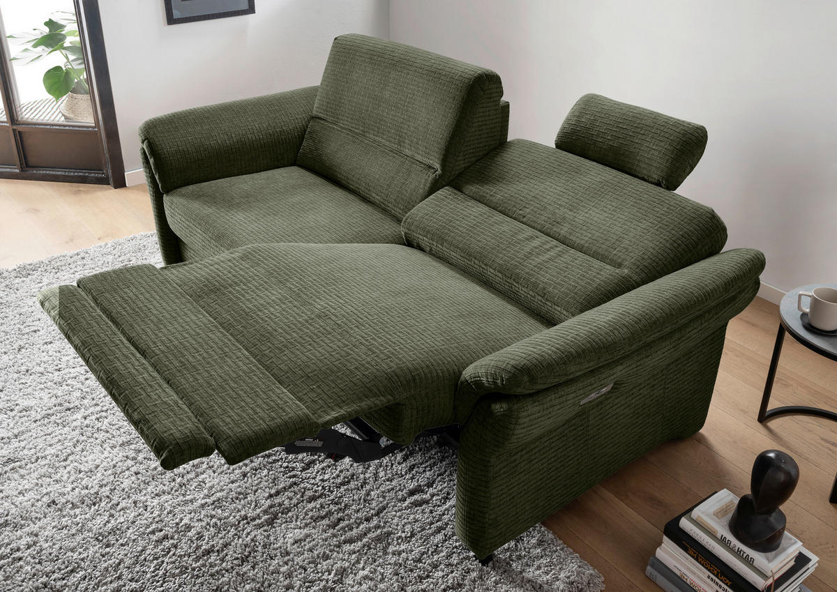3-SITZER-SOFA in Mikrofaser Olivgrün  - Schwarz/Olivgrün, Modern, Holz/Textil (192/90/89cm) - Livetastic