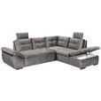 ECKSOFA  in Mikrovelours Hellgrau  - Hellgrau/Schwarz, KONVENTIONELL, Kunststoff/Textil (265/217cm) - Carryhome