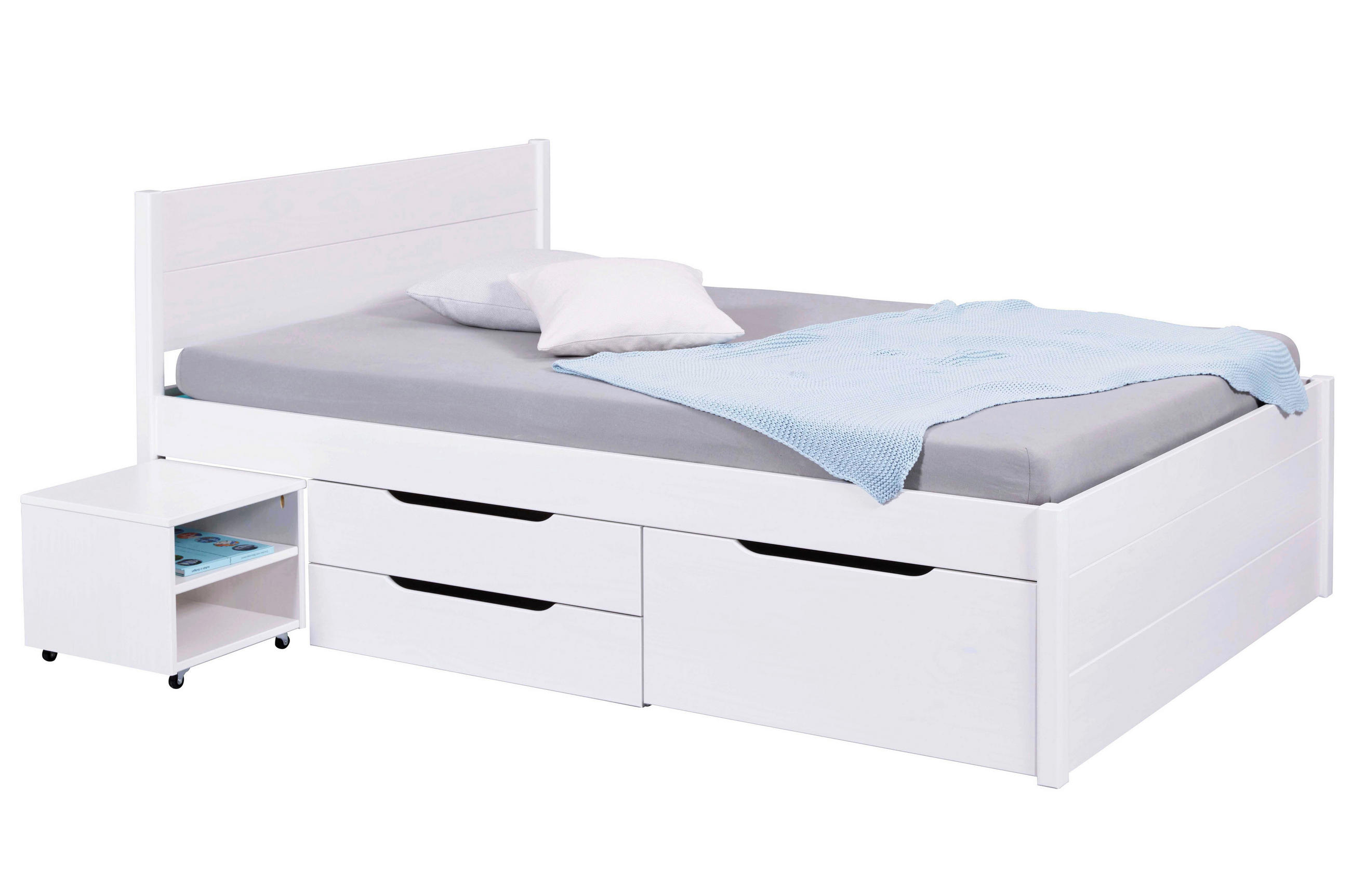 KREVET S PROSTOR. ZA ODLAGANJ   140/200 cm   bijela  - bijela/prirodne boje, Konvencionalno, drvo (140/200cm)