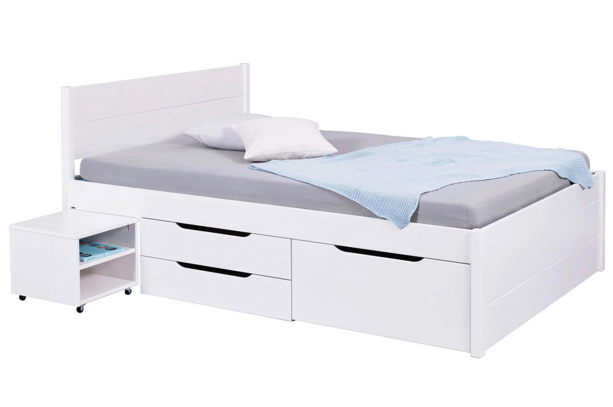 KREVET S PROSTOR. ZA ODLAGANJ   140/200 cm   bijela  - bijela/prirodne boje, Konvencionalno, drvo (140/200cm)