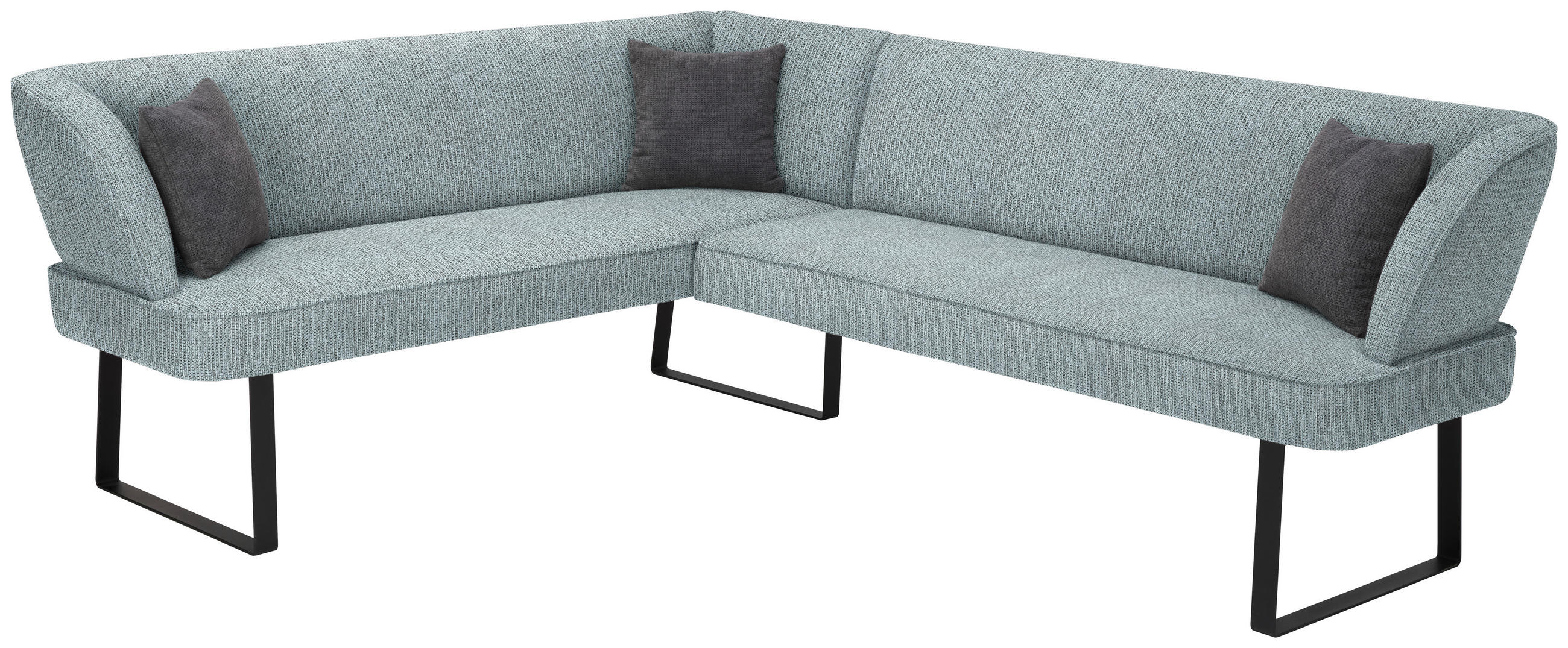 Thumbnail - Novel Eckbank, Schwarz, Türkis, Metall, Textil, Ottomane rechts, Eckteil, L-Form, 243x189 cm, Stoffauswahl, seitenverkeh...