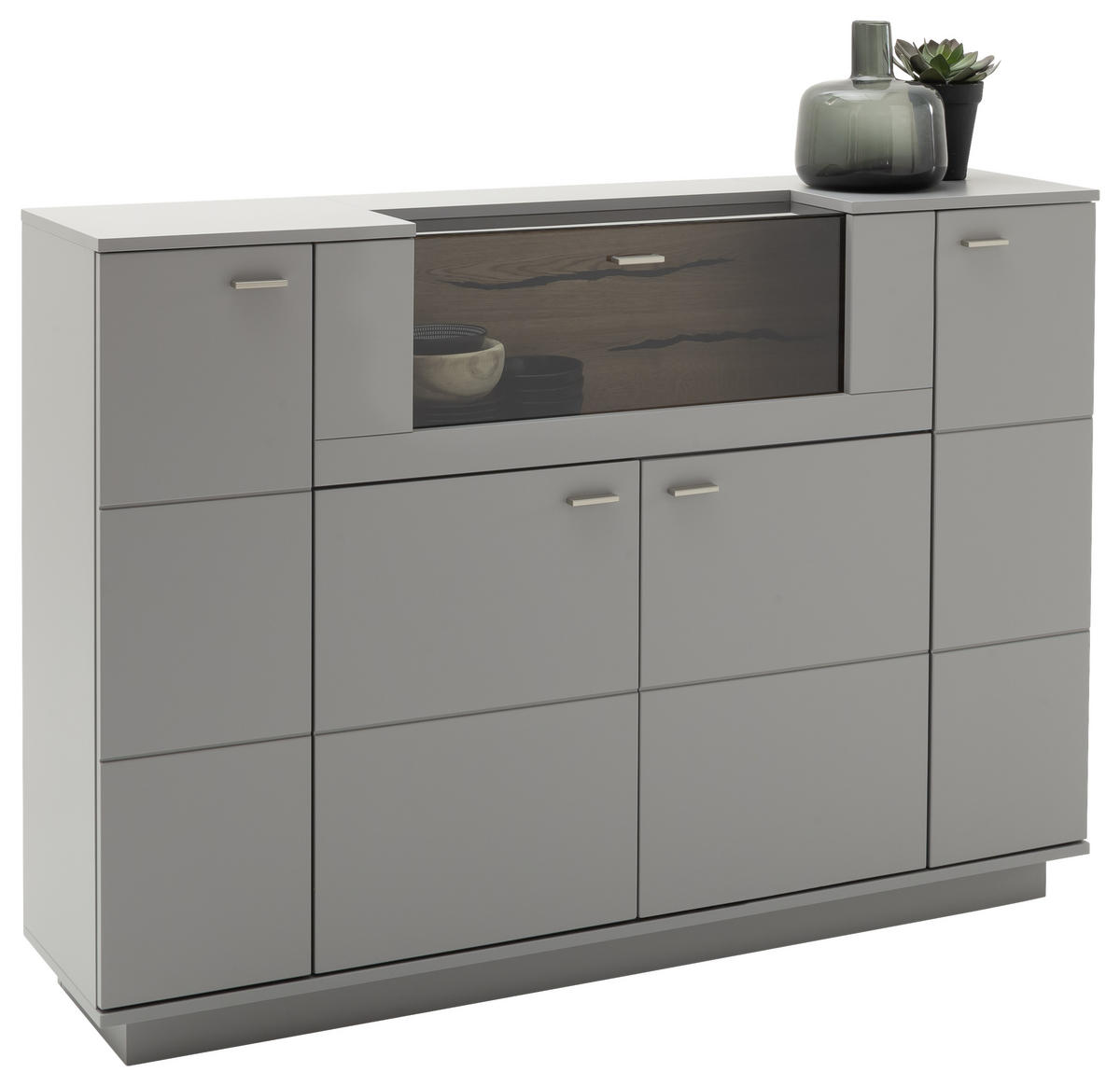HIGHBOARD  in 160/113/38 cm  - Eichefarben/Grau, Design, Glas/Holzwerkstoff (160/113/38cm) - MID.YOU