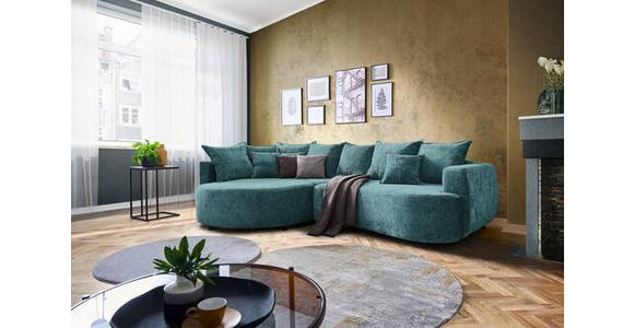 ECKSOFA in Chenille Türkis  - Türkis/Schwarz, Design, Kunststoff/Textil (194/307cm) - Carryhome