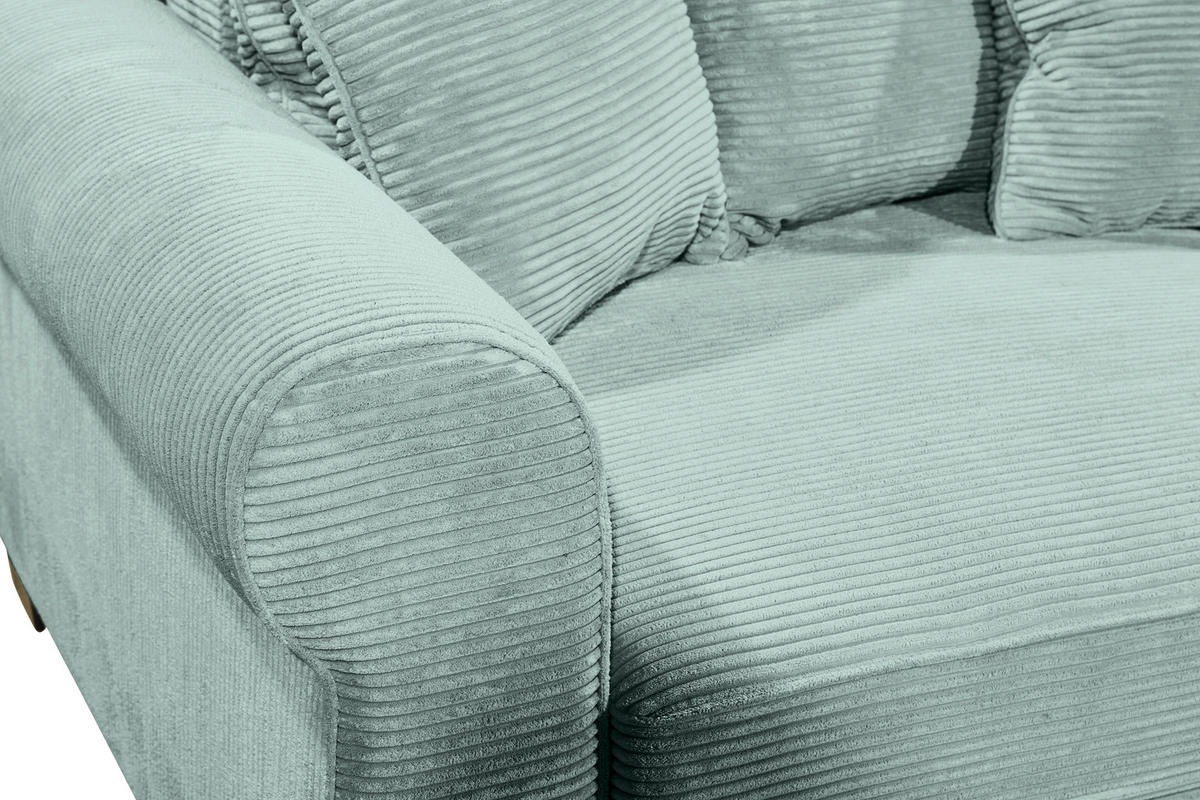 ECKSOFA Salbeigrün Cord  - Salbeigrün/Schwarz, KONVENTIONELL, Kunststoff/Textil (255/185cm) - Hom`in