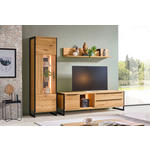 WOHNWAND  in Schwarz, Eichefarben  255/201/50 cm  - Eichefarben/Eschefarben, Natur, Glas/Holz (255/201/50cm) - Linea Natura