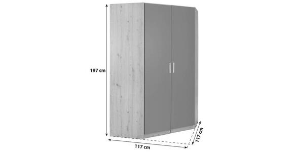 ECKKLEIDERSCHRANK 117/197/117 cm  - Dunkelgrau/Silberfarben, Design, Holzwerkstoff/Kunststoff (117/197/117cm) - Carryhome