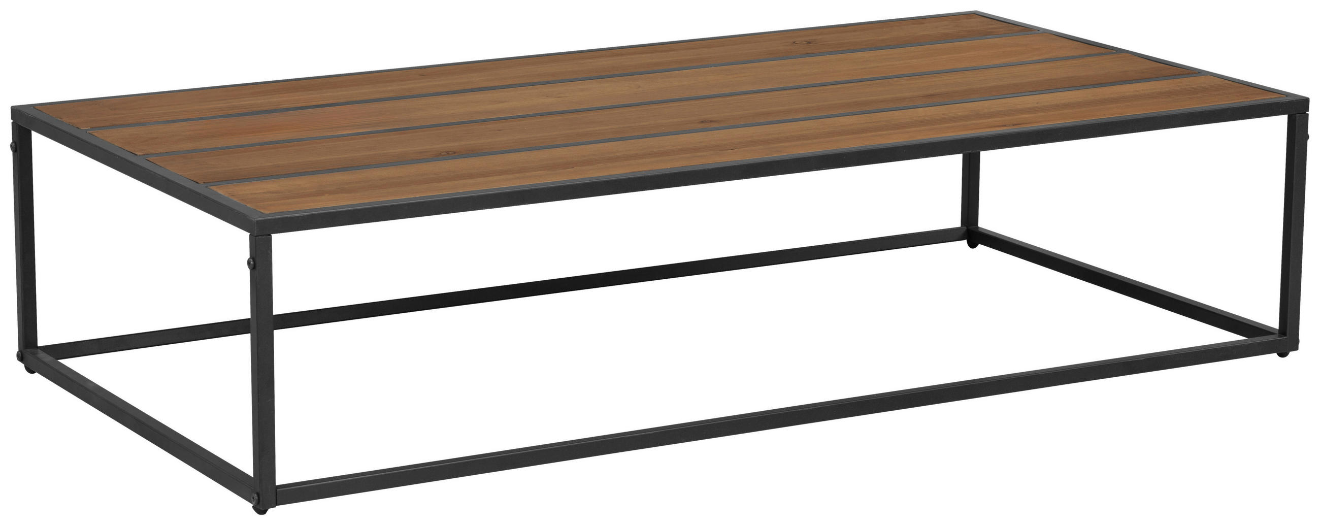 COUCHTISCH Tanne massiv rechteckig Naturfarben, Schwarz  - Schwarz/Naturfarben, KONVENTIONELL, Holz/Metall (115/27/60cm) - Livetastic